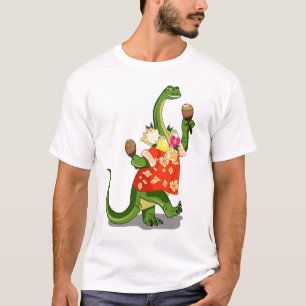 T-shirt Illustration D'Un Brontosaurus Jouant À Maracas.