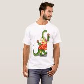 T-shirt Illustration D'Un Brontosaurus Jouant À Maracas. (Devant entier)