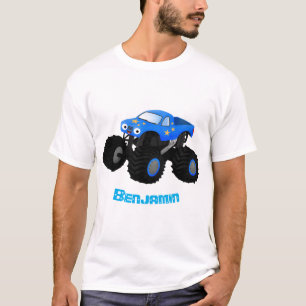 T-shirt Illustration d'un camion monstre bleu mou