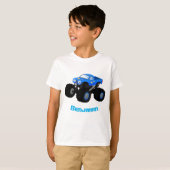 T-shirt Illustration d'un camion monstre bleu mou (Devant entier)