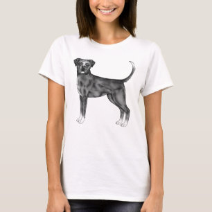 T-shirt Illustration d'un chien Boxer mignon en noir et bl