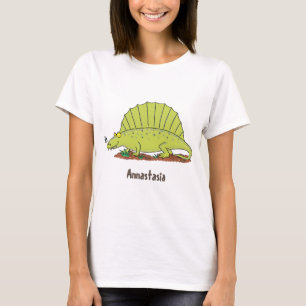 T-shirt Illustration d'un dimétrodon vert mignon