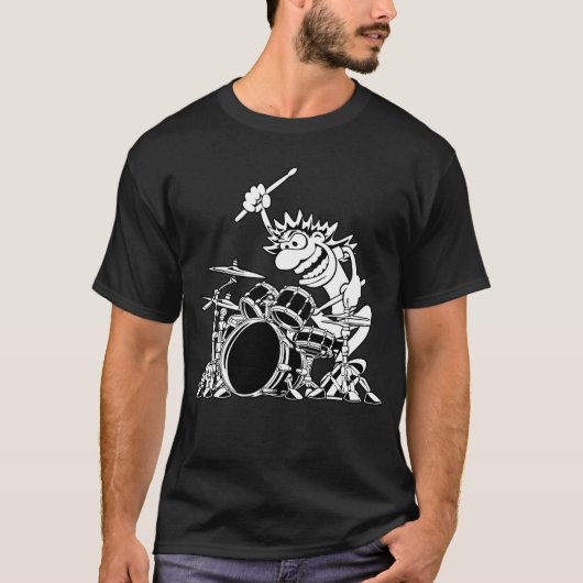 T-shirt Illustration d'un drummer fou (Devant)