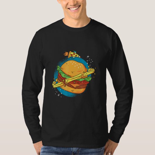 T-shirt Illustration d'un hamburger World Outer Space Food (Devant)
