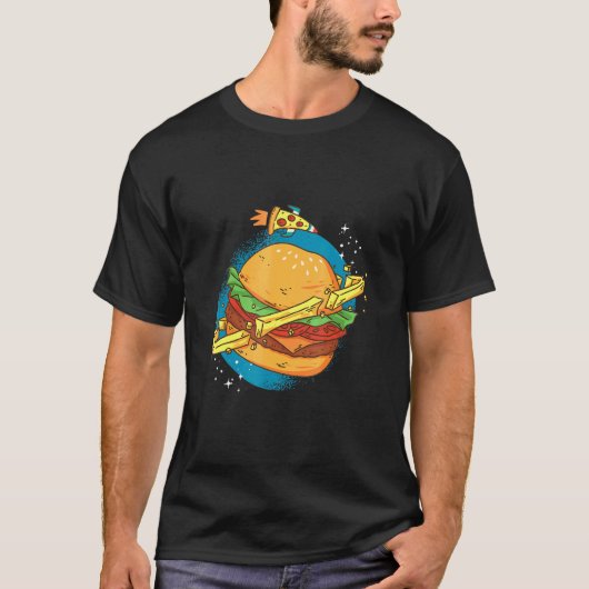 T-shirt Illustration d'un hamburger World Outer Space Food (Devant)