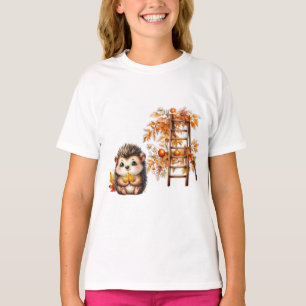 T-shirt Illustration d'un hérisson mignon d'automne avec u