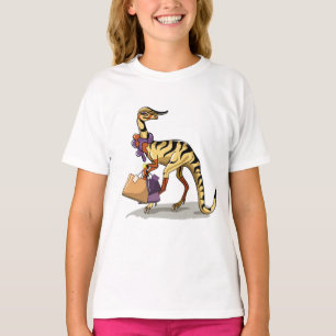 T-shirt Illustration D'Un Iguanodon Avec Sacs Commerciaux.