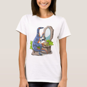 T-shirt Illustration D'Un Iguanodon Mettant Sur Le Maquill