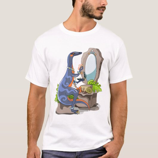 T-shirt Illustration D'Un Iguanodon Mettant Sur Le Maquill (Devant)