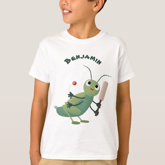 T-shirt Illustration d'un insecte du cricket vert mou (Devant)