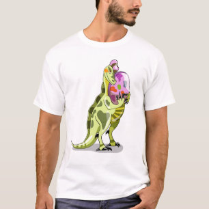 T-shirt Illustration D'Un Lambéosaure Portant Un Oeuf.