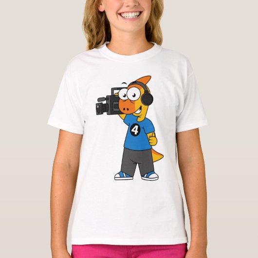 T-shirt Illustration D'Un Opérateur De Caméra Parasaurolop (Devant)