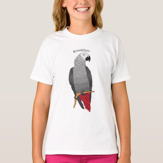 T-shirt Illustration d'un perroquet gris en Afrique (Devant)