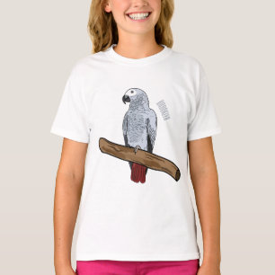 T-shirt Illustration d'un perroquet gris en Afrique