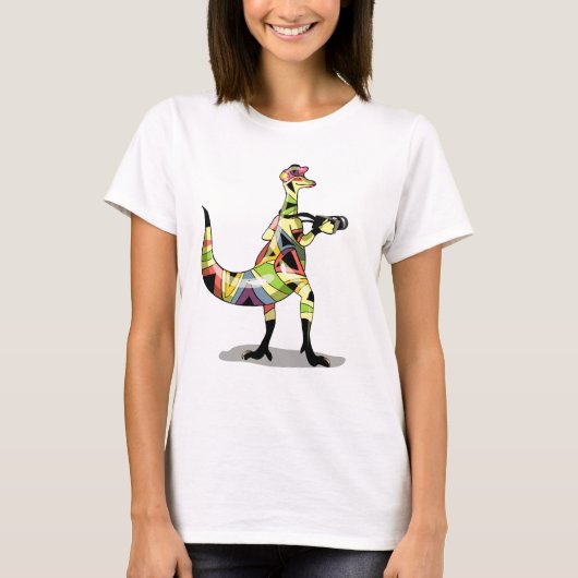 T-shirt Illustration D'Un Photographe Iguanodon. (Devant)