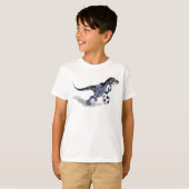 T-shirt Illustration D'Un Raptor Dinosaure Jouant Au Footb (Devant entier)