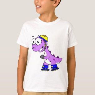 T-shirt Illustration D'Un Tyrannosaurus Rex De Patinage.
