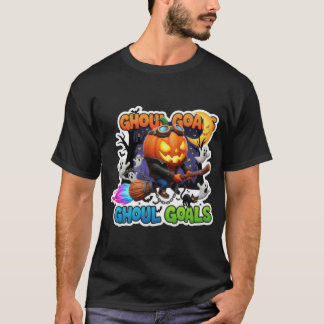 T-shirt Illustration d'une citrouille effrayante et d'un b