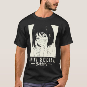 T-shirt Illustration d'une fille japonaise antisociale ave