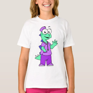T-shirt Illustration D'Une Infirmière Stegosaurus.