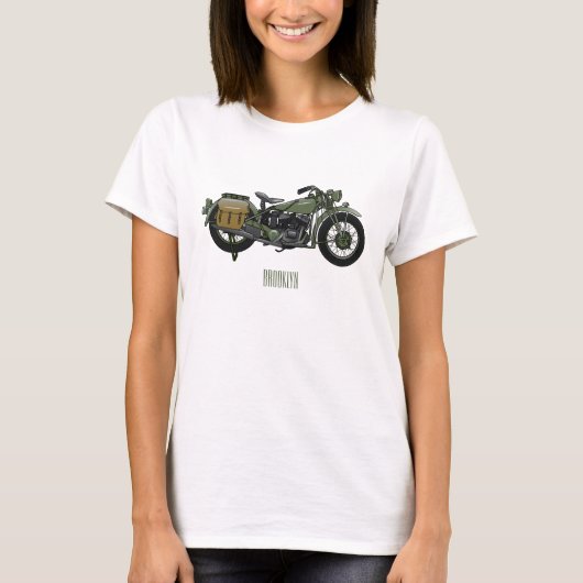 T-shirt Illustration d'une moto de croiseur militaire (Devant)