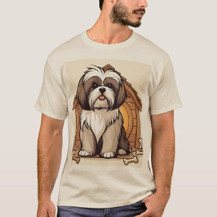 T-shirt Illustration d'une niche pour un Shih Tzu mignon