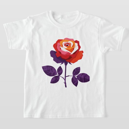 T-shirt Illustration d'une rose colorée (Poser)