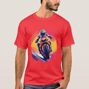 T-shirt Illustration dynamique de motard en course