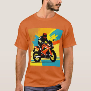 T-shirt Illustration dynamique de moto avec conducteur