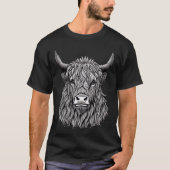 T-shirt Illustration écossaise du taureau des Highlands (Devant)