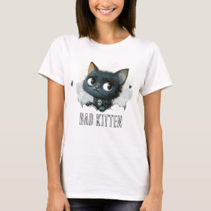T-shirt Illustration Edgy Kitten - Texte "Bad Kitten"