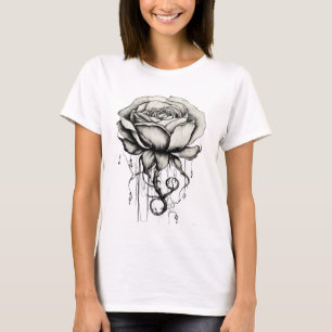 T-shirt Illustration élégante du Rose à main