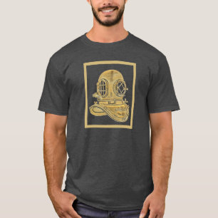 T-shirt Illustration en laiton vintage de casque de