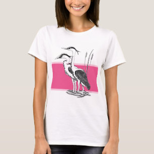 T-shirt Illustration en noir et blanc de Heron