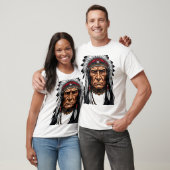 T-shirt Illustration faciale en chef autochtone Tee (Unisexe)