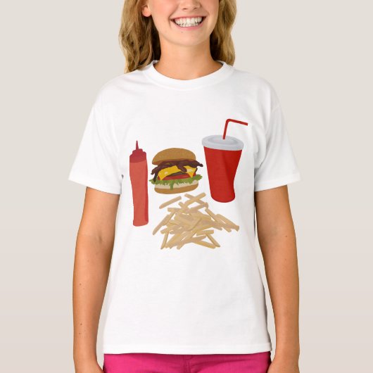 T-shirt Illustration Fast Food Burger Fries (Devant)
