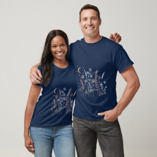 T-shirt Illustration florale de nuit bohème – Lune, étoile