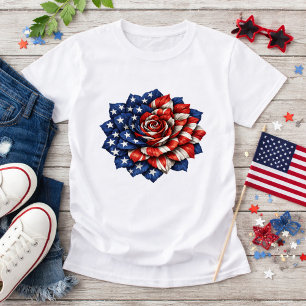 T-shirt Illustration florale du drapeau patriotique