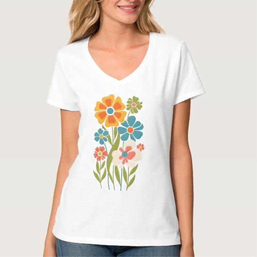 T-shirt Illustration florale Retro Boho (Devant)