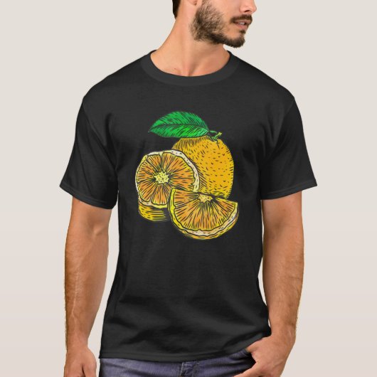 T-shirt Illustration Fruit Orange Frais (Devant)