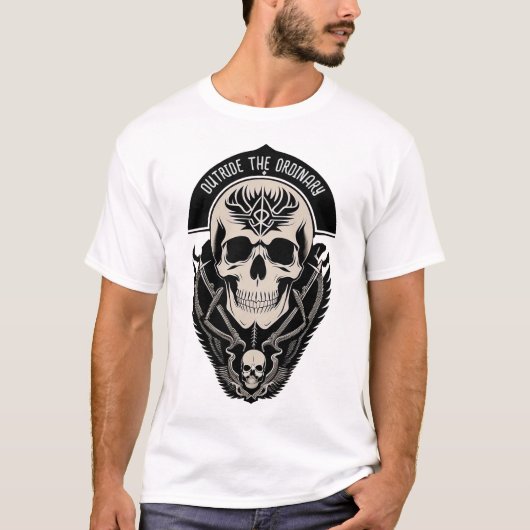 T-shirt Illustration gothique de crâne complexe (Devant)