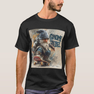 T-shirt illustration graphique de gnome rebelle en skatebo