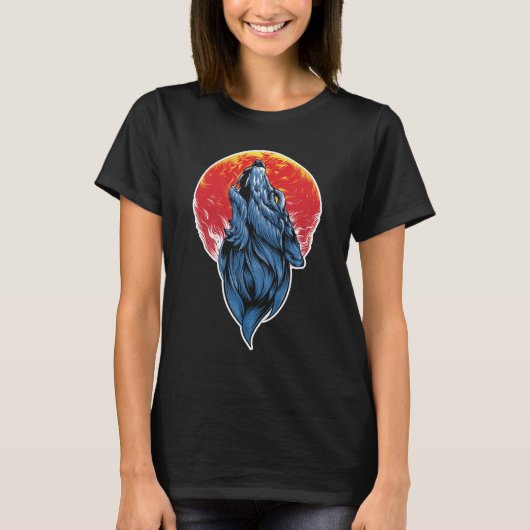 T-shirt Illustration Howling Wolf (Devant)