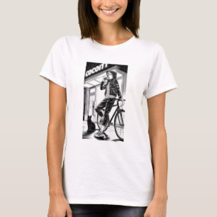 T-shirt Illustration Manga Monochrome - Fille Cyberpunk