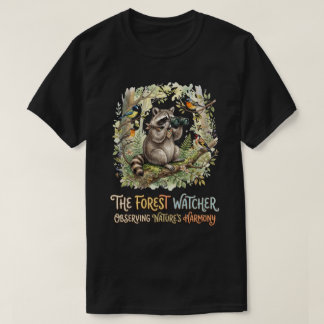 T-shirt Illustration mignonne de raton laveur en forêt obs