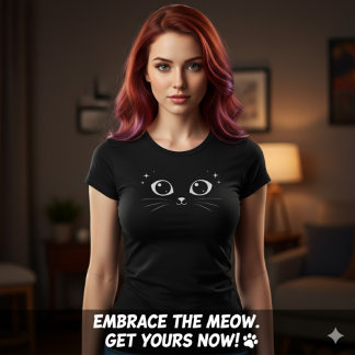 T-shirt Illustration minimale des yeux de chat blanc