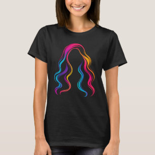 T-shirt Illustration minimaliste de cheveux ondulés néon v