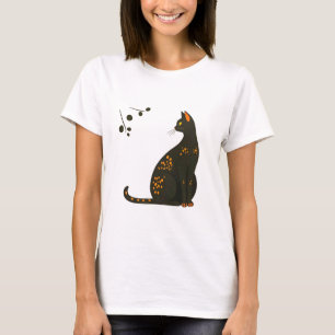 T-shirt Illustration minimaliste d'un chat noir avec de l'