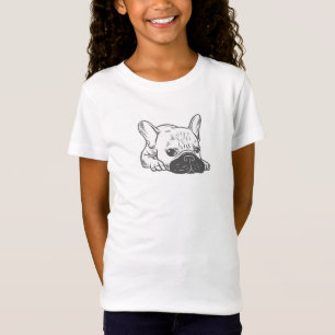 T-Shirt Illustration noire de Frenchie de crème de masque