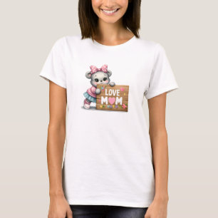 T-shirt Illustration ours en peluche avec signe cardiaque